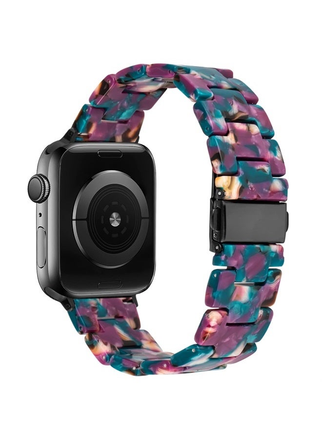 DEALELE Bands Compatible with iWatch 42mm 44mm 45mm 49mm, Colorful Resin Replacement Strap for Apple Watch Series 8 / 7 / 6 / 5 / 4 / 3 / SE / Ultra Women Men, Grape purple - Image 2