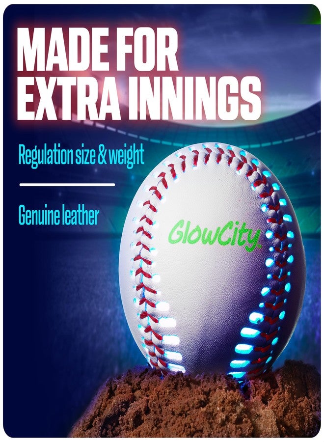 GlowCity Premium Leather LED Rechargeable Light-Up Baseball - Illuminate The Game - Nighttime Fun and Play - Sports Stuff & Gadgets for Kids Age 8 Years Old and Up - Catch Only - Image 4