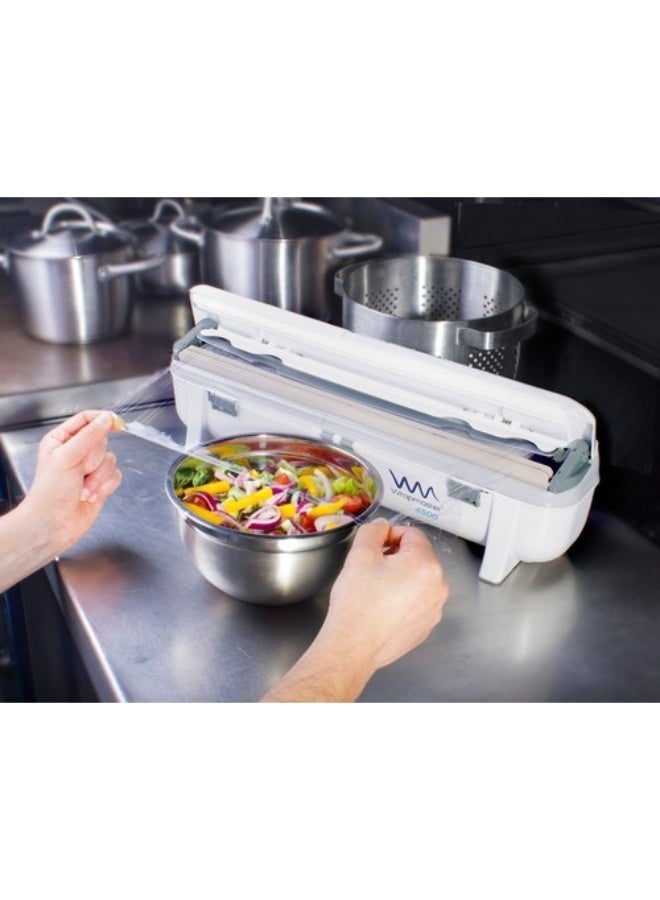 Wrapmaster 4500 Cling Film Dispenser Combo with 1 Cling Film Roll – Professional Food Wrap & Plastic Wrap Dispenser with Hidden Blade Cutter, Kitchen Cling Film Holder for Home Use - Image 3