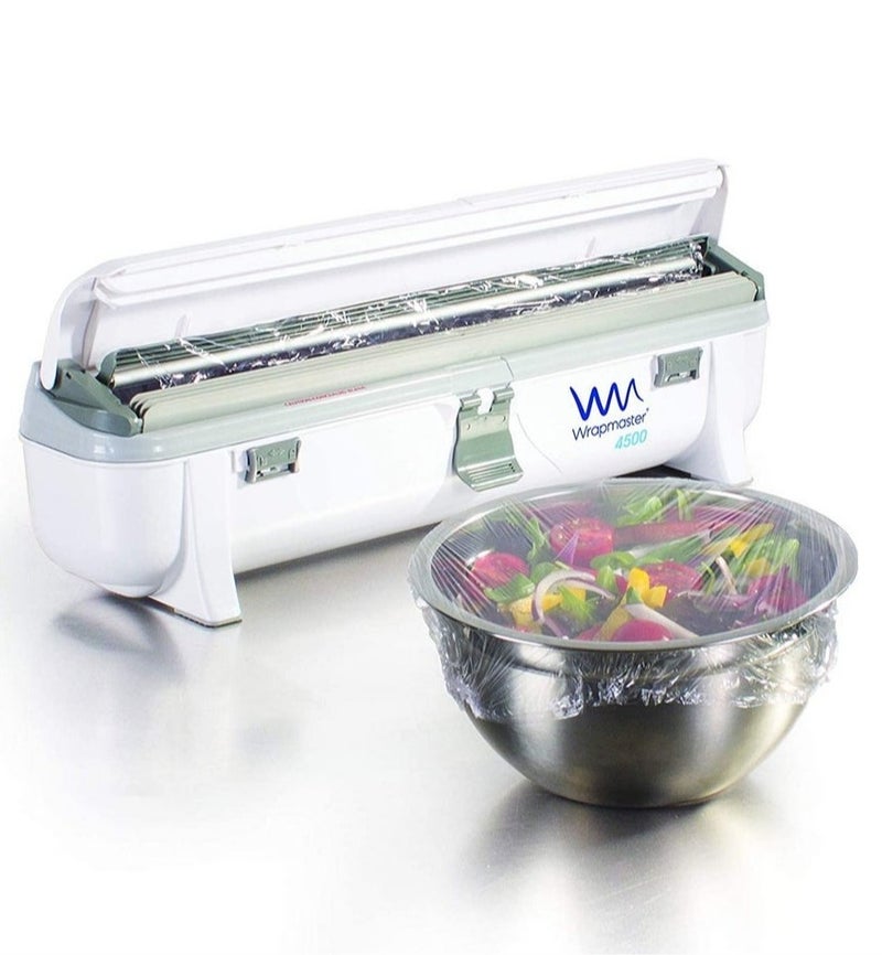 Wrapmaster 4500 Cling Film Dispenser Combo with 1 Cling Film Roll – Professional Food Wrap & Plastic Wrap Dispenser with Hidden Blade Cutter, Kitchen Cling Film Holder for Home Use - Image 2