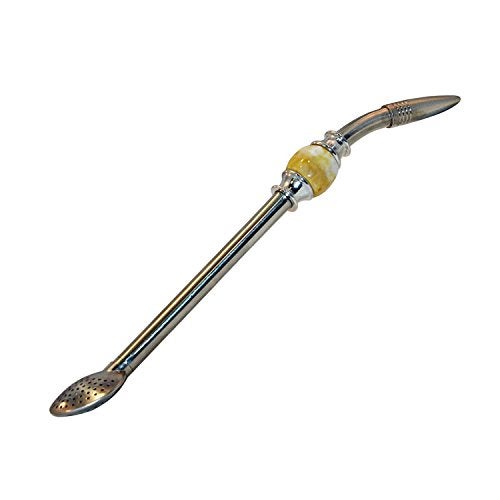 RECHERE Stainless Steel Yerba Mate Tea Bombilla Gourd Drinking Straw Filter Silver (Yellow) - Image 4
