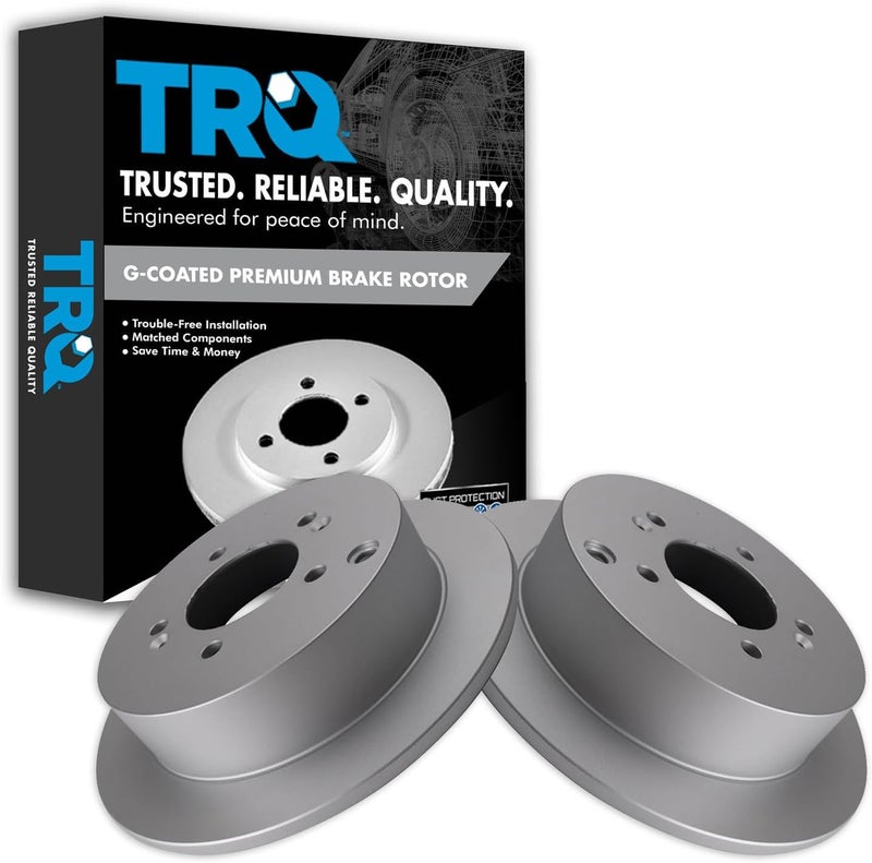 TRQ Rear Brake Rotors Set Solid Premium G-Coated Compatible with 2001-2006 Hyundai Santa Fe 2009-2015 Tucson 2005-2016 Kia Sportage - Image 1
