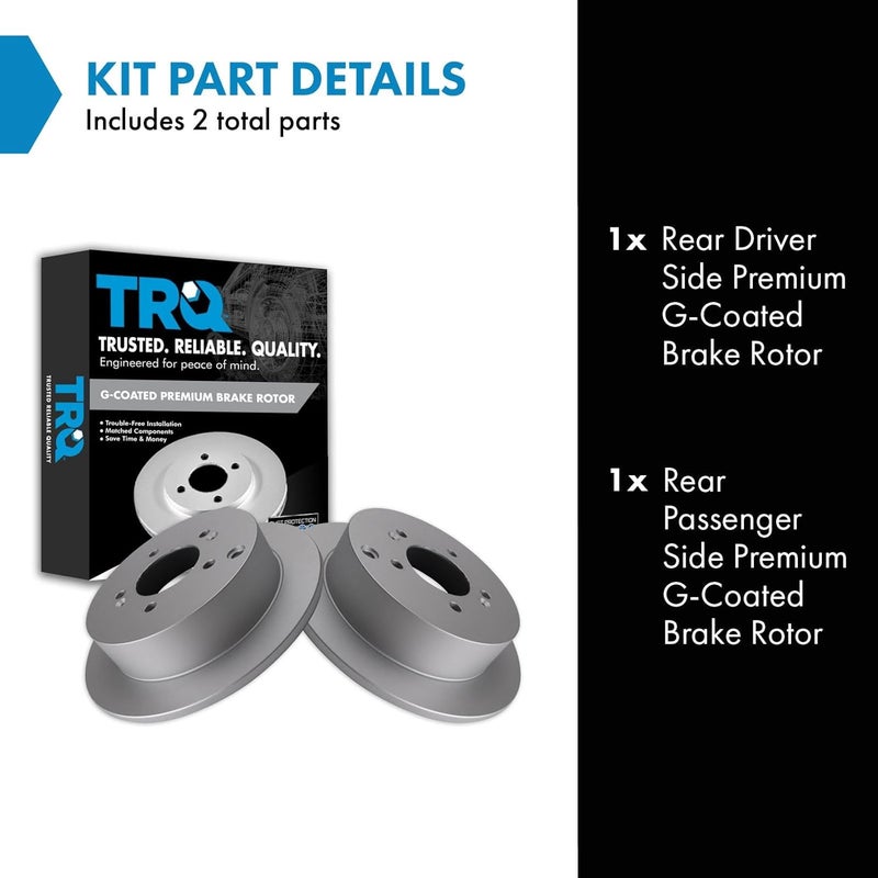 TRQ Rear Brake Rotors Set Solid Premium G-Coated Compatible with 2001-2006 Hyundai Santa Fe 2009-2015 Tucson 2005-2016 Kia Sportage - Image 2