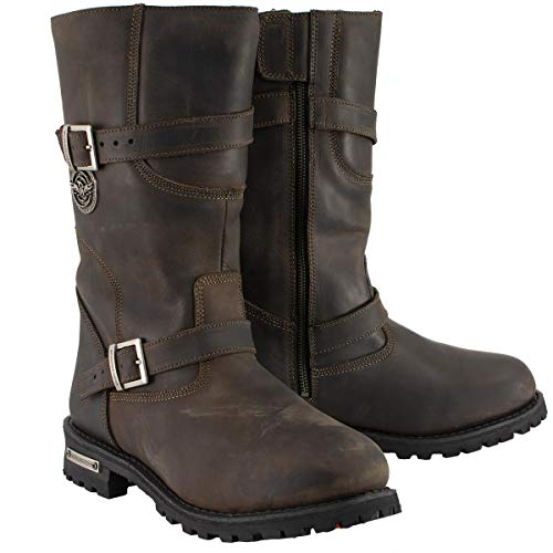 Milwaukee Leather MBM9063 Mens Classic Distressed Brown Leather Motorcycle Engineer Riding Biker Boots 10 - Image 1
