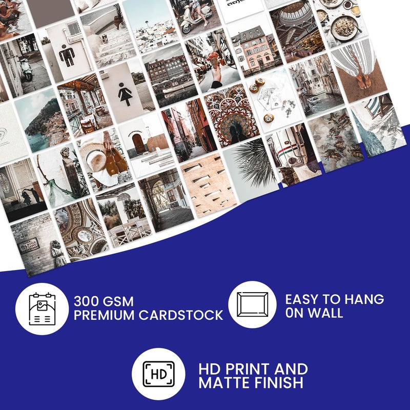 VEENSHI مجموعة من 63 مجموعة كولاج حائط بتصميم ميديتراني Minimal Aesthetic، ديكور غرفة الفتاة، ديكور السكن، مجموعة كولاج الصور، كولاج حائط (حجم 6x4 بوصة، ورق 300 GSM) - Image 5