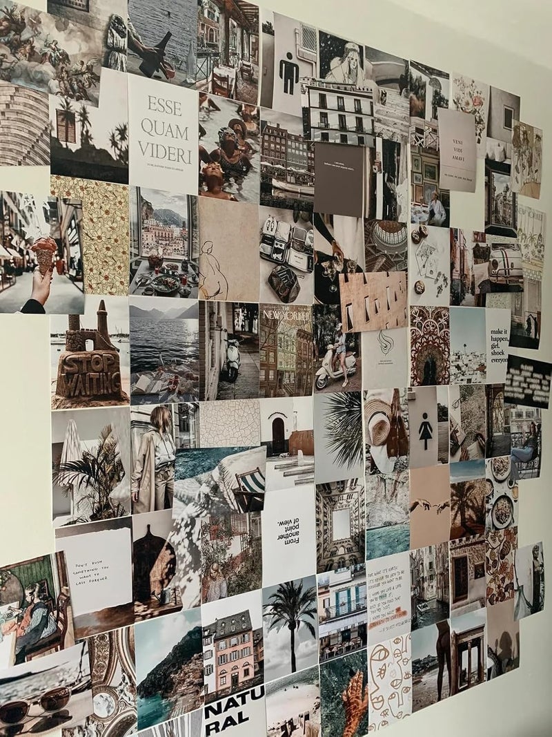 VEENSHI مجموعة من 63 مجموعة كولاج حائط بتصميم ميديتراني Minimal Aesthetic، ديكور غرفة الفتاة، ديكور السكن، مجموعة كولاج الصور، كولاج حائط (حجم 6x4 بوصة، ورق 300 GSM) - Image 2