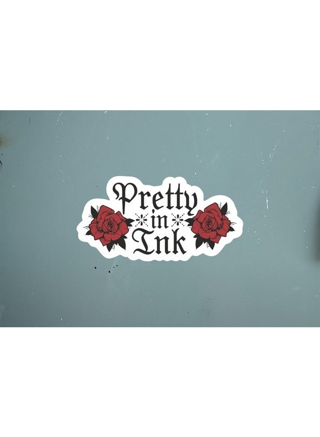 Pretty In Ink 5 Inch Waterproof Decal Sticker Wall Window Rose Tattoo Jewel Skin Artist Art Parent Mom Mama Ink Picture Rose Marker Temporary Tattooing Stencil Gothic Emo Dead Body Fake Stones Hippie