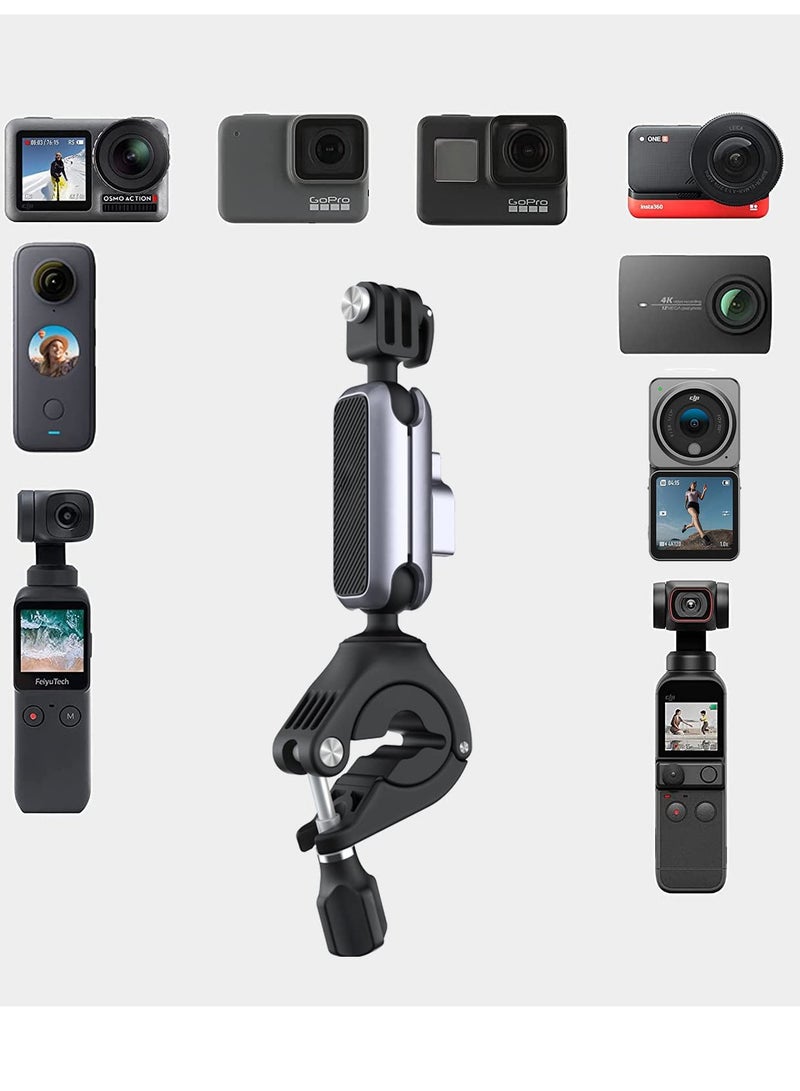 Action Camera Handlebar Mount for DJI Action 2, GoPro 10, GoPro 7/8/9 Adjustable Motorcycle Handlebar for OSMO Action/Pocket 2/ Pocket Action Camera Bike Mount for Insta 360 - Image 3