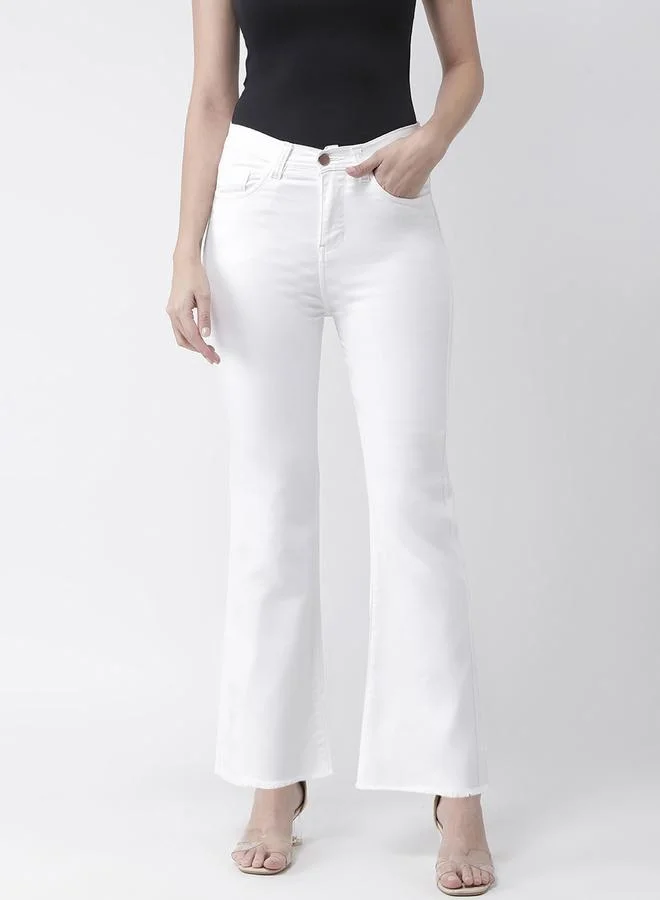 Kassually Kassually Solid Mid Rise Clean Look Flared Jeans