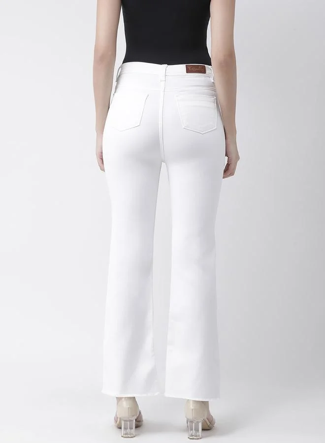 Kassually Kassually Solid Mid Rise Clean Look Flared Jeans