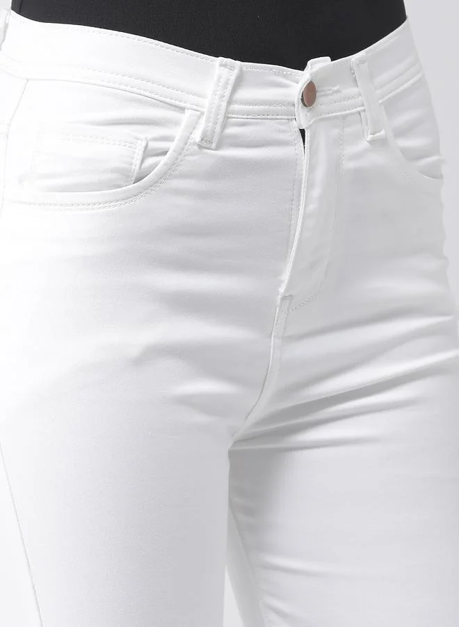 Kassually Kassually Solid Mid Rise Clean Look Flared Jeans