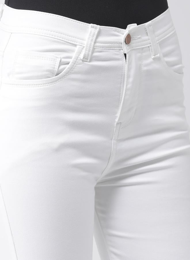 كاجوالي جينز واسع بخصر متوسط بلون سادة ومظهر أنيق - Image 5