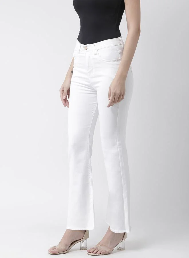 Kassually Kassually Solid Mid Rise Clean Look Flared Jeans