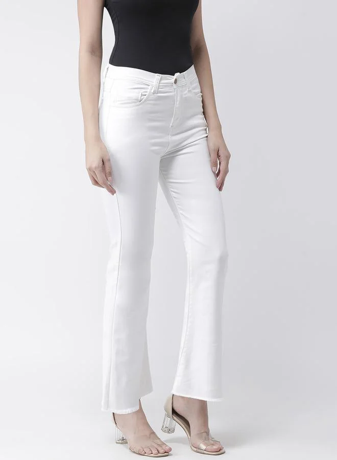Kassually Kassually Solid Mid Rise Clean Look Flared Jeans