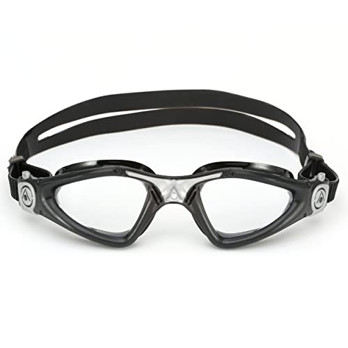Aqua Sphere Kayenne Adult Swim Goggles - 180-Degree Distortion Free Vision, Ideal Swim Goggle for Active Pool or Open Water Swimmers | Unisex Adult, Clear Lens, Black/Silver Frame - Image 1