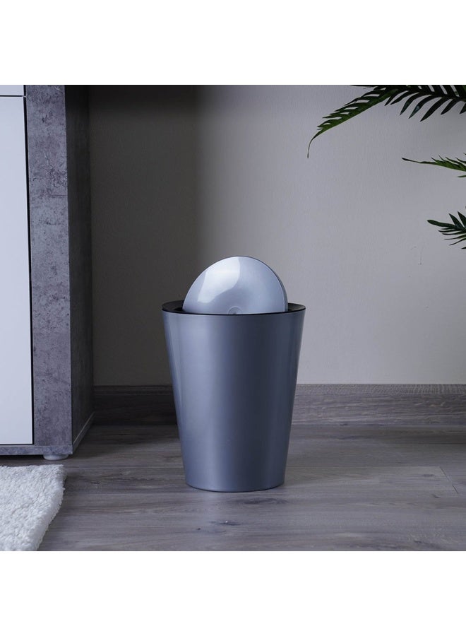 Pan Home Essential Waste Bin W/lid 8.5l - Silver - Image 2