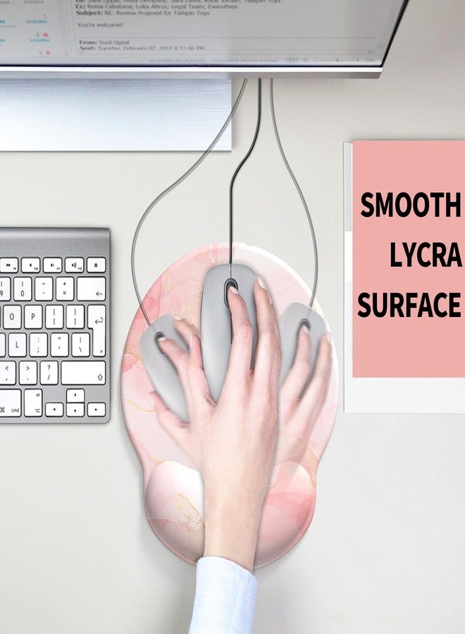 eulps Mouse Pad with Wrist Rest, Comfortable Computer Mousepad with Gel Wrist Support Smooth Surface and Non-Slip PU Base for Pain Relief, Laptop, Office & Home (Pink Marble) - Image 5