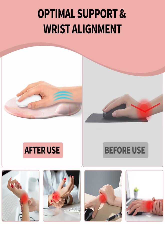 eulps Mouse Pad with Wrist Rest, Comfortable Computer Mousepad with Gel Wrist Support Smooth Surface and Non-Slip PU Base for Pain Relief, Laptop, Office & Home (Pink Marble) - Image 4