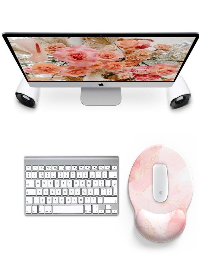 eulps Mouse Pad with Wrist Rest, Comfortable Computer Mousepad with Gel Wrist Support Smooth Surface and Non-Slip PU Base for Pain Relief, Laptop, Office & Home (Pink Marble) - Image 2