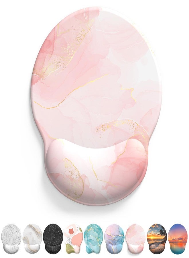 eulps Mouse Pad with Wrist Rest, Comfortable Computer Mousepad with Gel Wrist Support Smooth Surface and Non-Slip PU Base for Pain Relief, Laptop, Office & Home (Pink Marble) - Image 1
