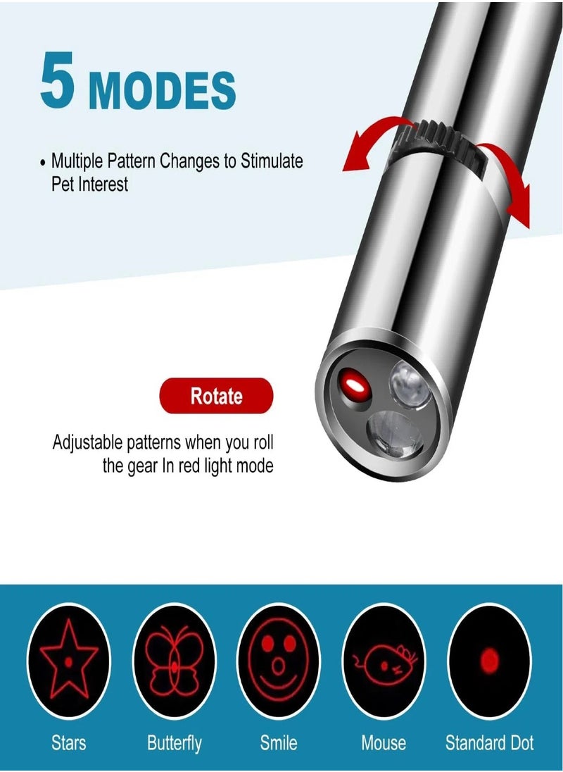 CHU DAI - 5 Patterns Cat Toys, Laser Pointer Adjustable, USB Recharge Laser, Long Range and 3 Modes Training Chaser Interactive Toy, Dog Laser Toy - Image 1