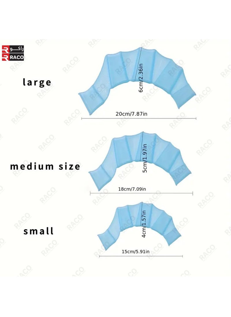 RACO Swimming Fins-1 Pair Adults Soft Silicone Fins Frog Hand Swimming Gloves Training Paddle Diving Useful Blue (Medium)  - Image 2