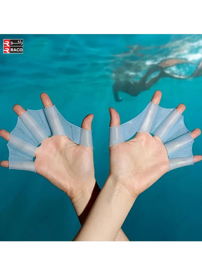 RACO Swimming Fins-1 Pair Adults Soft Silicone Fins Frog Hand Swimming Gloves Training Paddle Diving Useful Blue (Medium)  - Image 3