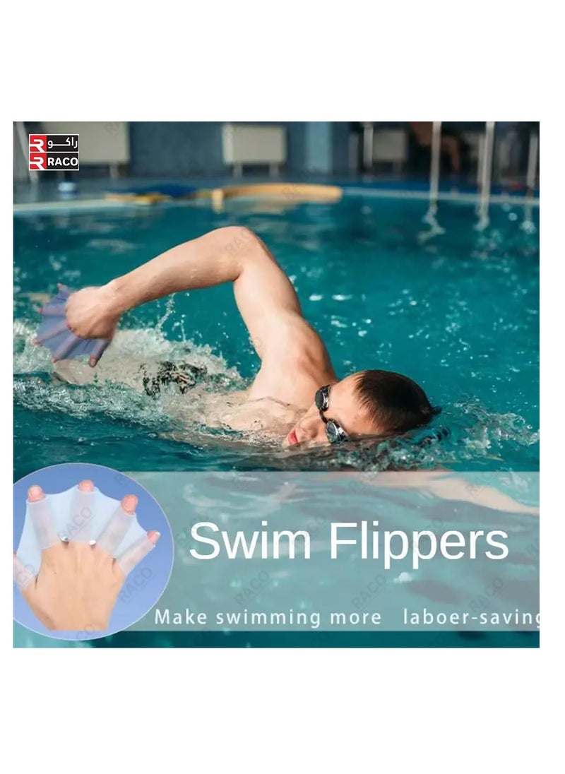 RACO Swimming Fins-1 Pair Adults Soft Silicone Fins Frog Hand Swimming Gloves Training Paddle Diving Useful Blue (Medium)  - Image 4