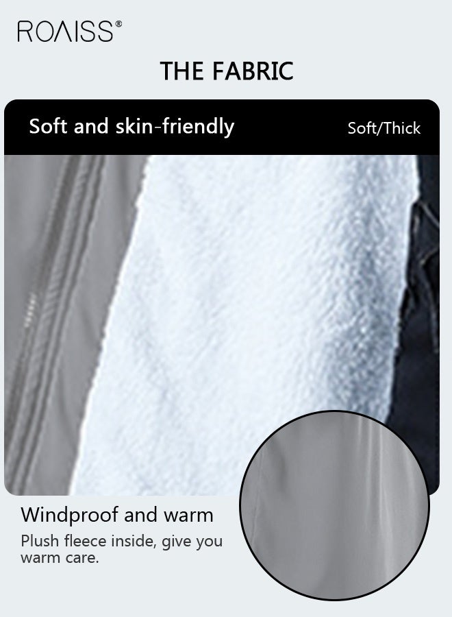 رويس سترة نسائية مانعة للرياح بقبعة، مبطنة بالصوف الدافئ والقطن السميك، تصميم وسط الطول، مزودة بقبعة وسحاب للإغلاق، تصميم عصري ومريح يناسب الأوقات اليومية، يمكن استخدامها في فصل الشتاء البارد للنساء. - Image 4