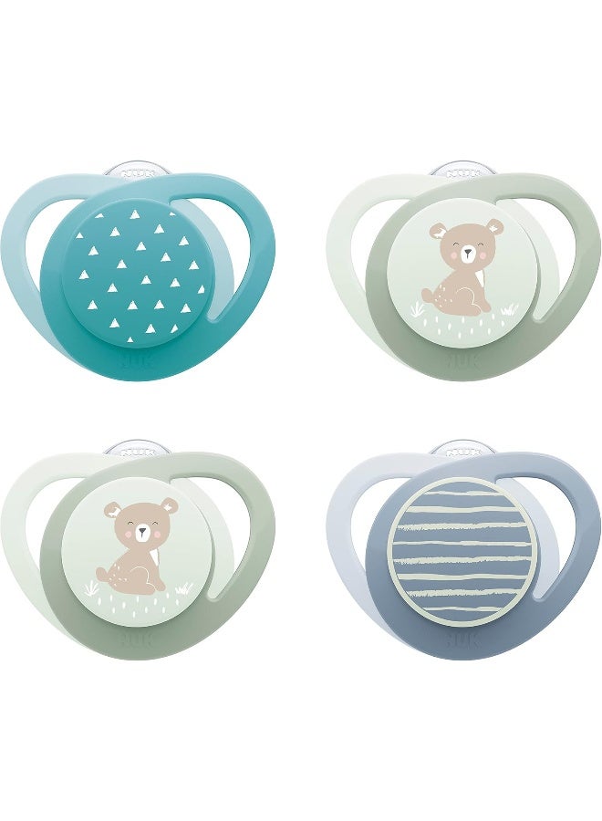 NUK Glow-in-The-Dark Orthodontic Pacifier with Heart-Shaped Shield, BPA-Free, fits 6-18 Months, 4-Pack - Image 1