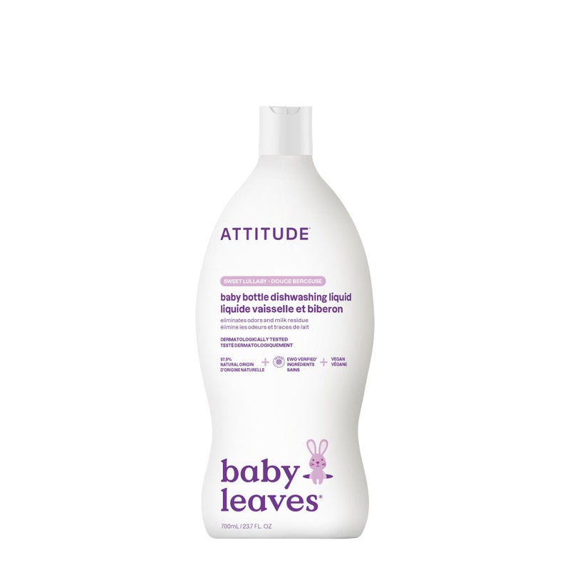 ATTITUDE Baby Dish Soap and Bottle Cleaner, EWG Verified Dishwashing Liquid, No Added Dyes or Fragrances, Tough on Milk Residue and Grease, Vegan, Sweet Lullaby, 23.7 Fl Oz - Image 1