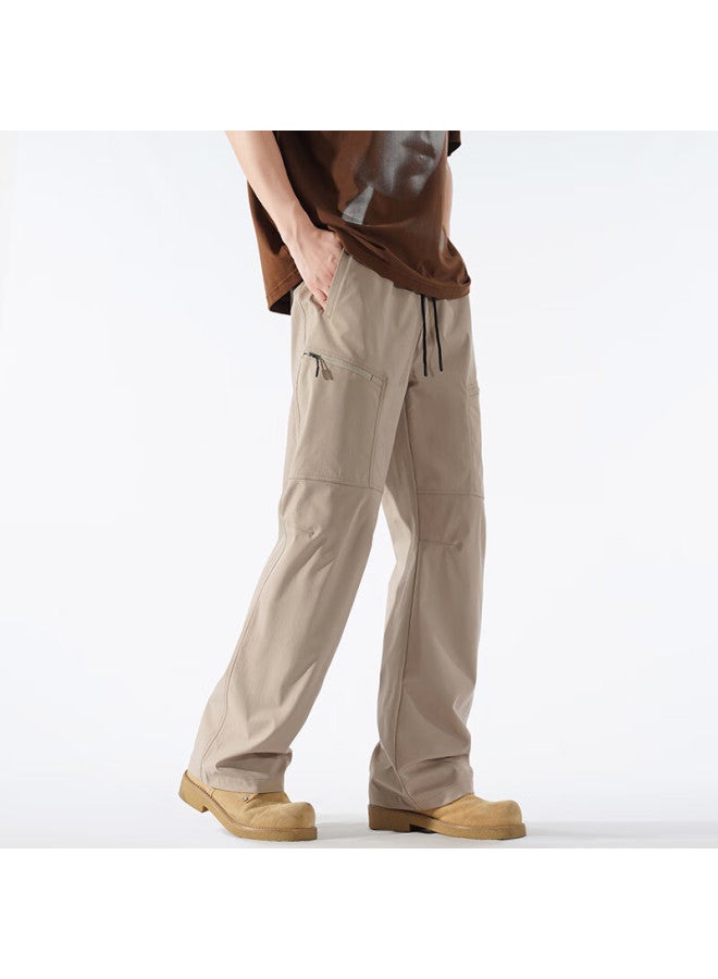 Izexx Outdoor Workwear Casual Pants For Men, Autumn Waterproof Quick-dry Loose Straight-leg Versatile Trousers Iz66 Khaki 4XL - Image 2
