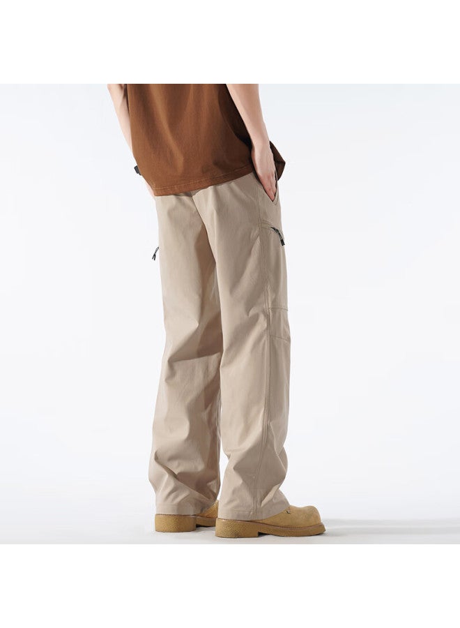 Izexx Outdoor Workwear Casual Pants For Men, Autumn Waterproof Quick-dry Loose Straight-leg Versatile Trousers Iz66 Khaki 4XL - Image 3