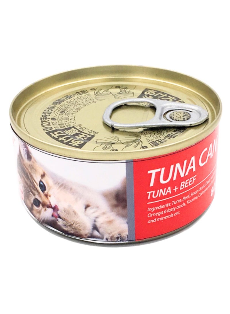 بايولاين علبة تونة للقطط من بيولاين، ٨٥ غرامًا [نكهة تونة + لحم بقري] ٢٤ قطعة - Image 2