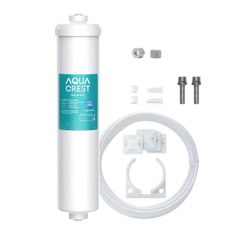 AQUACREST 5 years In-Line Water Filter for Refrigerator and Ice Maker, High Capacity, 1/4-Inch Direct Connect Fittings, Easy Installation, Reduces Chlorine, Bad Taste & Odor - Image 1