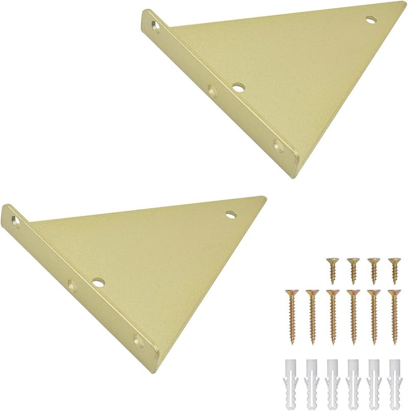 Gold Heavy Duty Triangle Shelf Bracket 17cm 2pcs Hidden Floating Wall Mount Support - Image 2