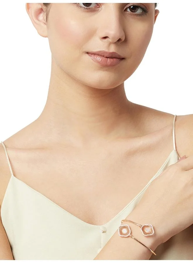 VOYLLA Rose Gold Finish Bracelet with Double Motifs from Elegance Collection