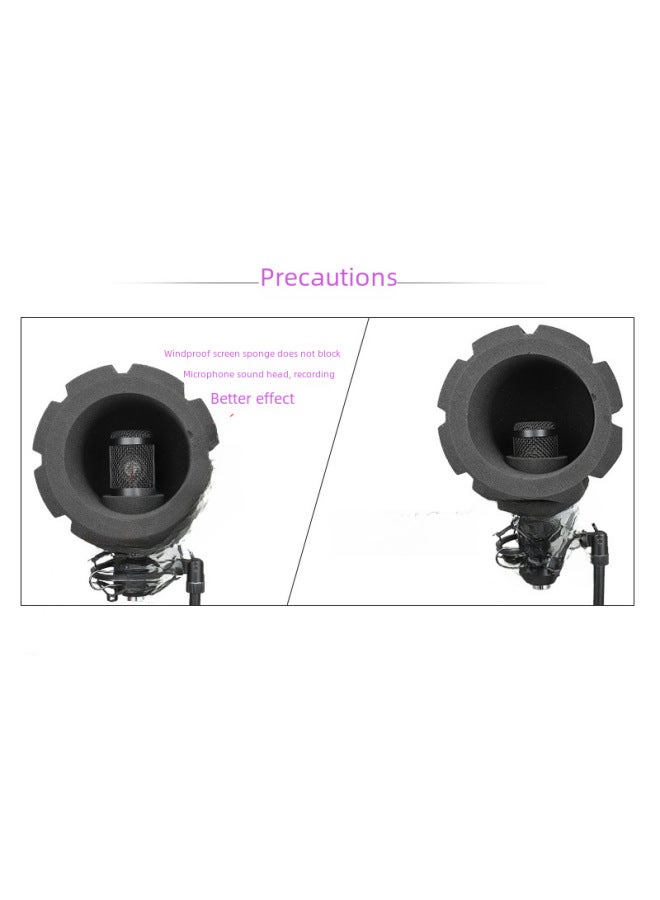 F2 Live Broadcast Microphone Sound Absorption Cotton Sound Insulation Sponge Cover Windproof Noise Reduction Dynamic Coil Condenser Microphone Blowout Prevention Sponge Cover - Image 3