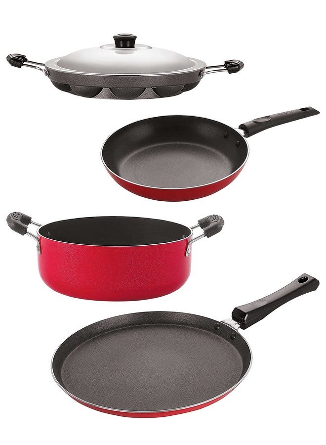Nirlon Non Stick Aluminium Cookware Gift Set of 4 Pieces (FT11_TP22_AP12_CS24)