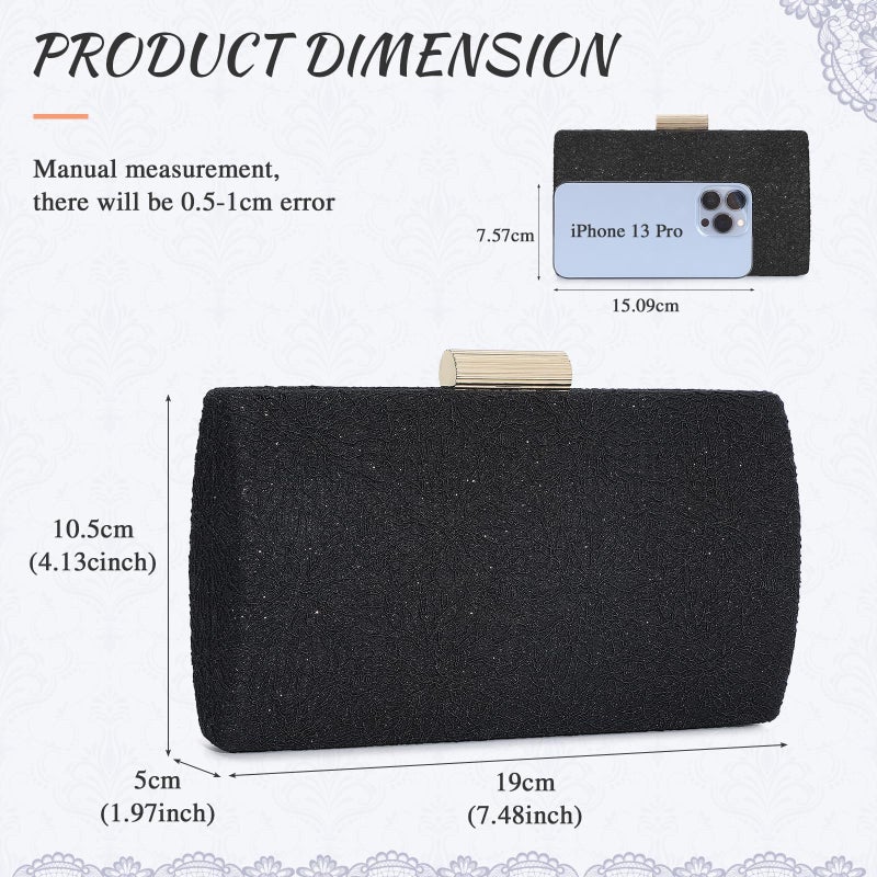 UBORSE UBORSE Lace Clutch Purse for Women Formal Evening Bag Glitter Lace Pattern Square Box Clutch Wedding Party Purse  - Image 3