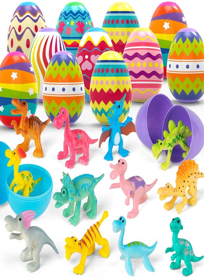 MAPIXO 12pcs Easter Egg Prefilled with Mini Dinosaur Toy Inside, For Easter Hunt, Easter Basket Stuffers, Easter Party Favor Supplies, Goody Bag Filler, Filling Treats, Filled Easter Egg Gift for Kid Toddler - Image 1