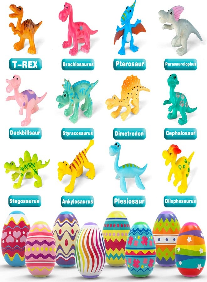 MAPIXO 12pcs Easter Egg Prefilled with Mini Dinosaur Toy Inside, For Easter Hunt, Easter Basket Stuffers, Easter Party Favor Supplies, Goody Bag Filler, Filling Treats, Filled Easter Egg Gift for Kid Toddler - Image 2