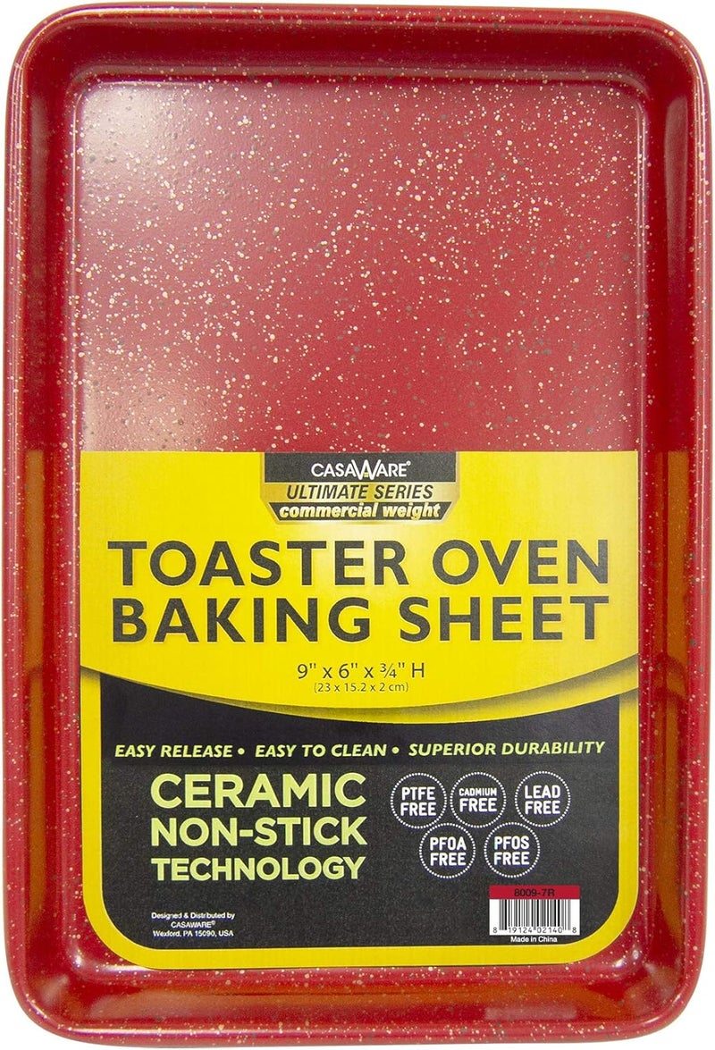 casaWare 3pc Ultimate Series Commercial Weight Toaster Oven Bakeware Set (Red Granite) - Image 5