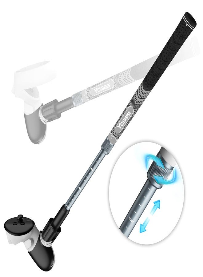 YOGES VR Golf Club Attachment Compatible with Meta Quest 3S/ Quest 3/ Oculus Quest 2 Controller, Adjustable Length Non-Slip VR Game Golf Grips 90 Degree Keep Tracking (ONLY for Right Controller) - Image 1