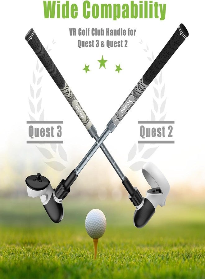YOGES VR Golf Club Attachment Compatible with Meta Quest 3S/ Quest 3/ Oculus Quest 2 Controller, Adjustable Length Non-Slip VR Game Golf Grips 90 Degree Keep Tracking (ONLY for Right Controller) - Image 2