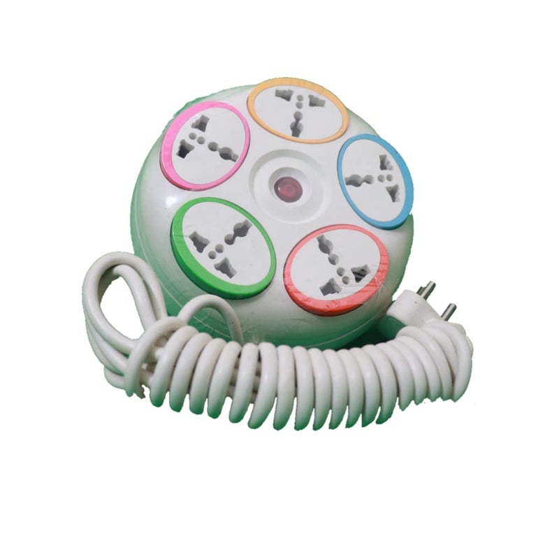 Bill Tech Bill tech 5 in 1 Round Multipurpose Extension Cord 5 Three Pin Socket with Led Indicator Multicolour 2 Year Warranty  - Image 3