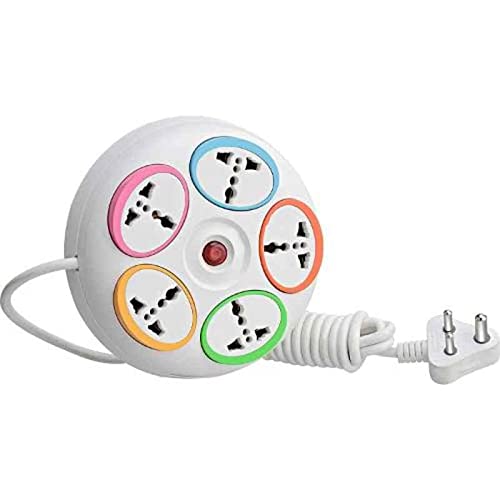 Bill Tech Bill tech 5 in 1 Round Multipurpose Extension Cord 5 Three Pin Socket with Led Indicator Multicolour 2 Year Warranty  - Image 1