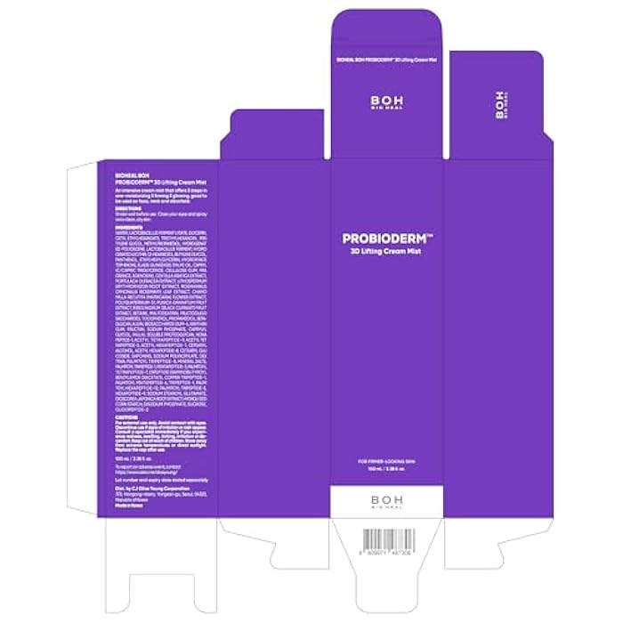 BIOHEAL BOH كريم رذاذ BIOHEAL BOH Probioderm™ 3D لرفع الوجه 3.38 أونصة سائلة (100 مل) | مرطبات الوجه، رذاذ سيروم مرطب متألق، رذاذ مرطب معزز للمرونة للوجه، الرقبة والصدر - Image 2