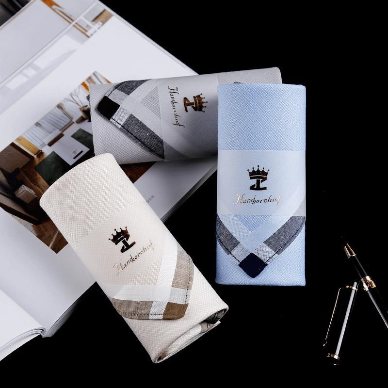 Retro Handkerchief Men'S Cotton Sweat-Absorbent Handkerchief Men'S Sweat-Wiping Simple Handkerchief Fashion Boutique Gift Box Packaging - Image 2