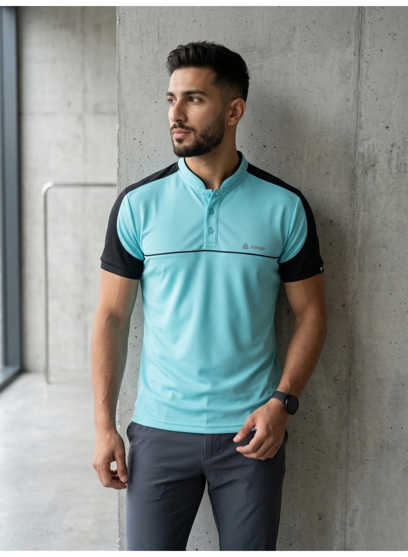 Hikes Men’s Premium Polo T-Shirt Chinese Collar Slim Fit Stretch Fabric – Breathable Casual Wear - Image 1